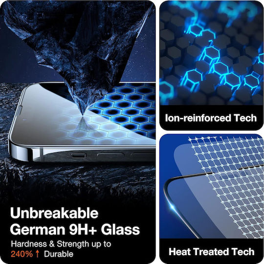 Torras Gehärtetes Glas Schwarz (iPhone 14 Pro)