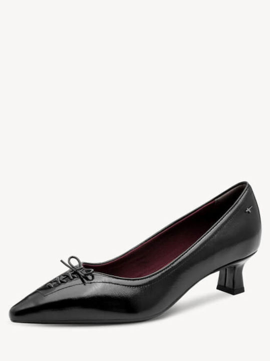 Leder Pumps mit niedrigem Absatz Schwarz