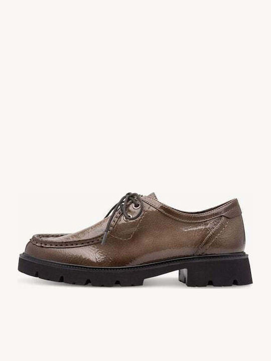 Women's Patent Leather Oxfords in Grey Colour