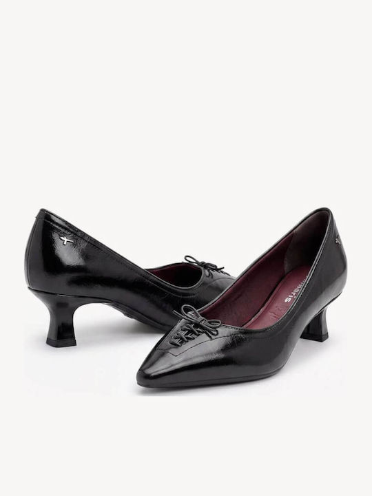Leder Pumps mit niedrigem Absatz Schwarz