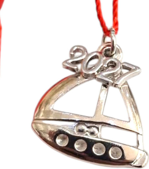 Kalliopi Silver Handmade Hanging New Year's Lucky Charm Boat Silver 2027 2x2cm Kalliopi Silver Handmade Hanging New Year's Lucky Charm Boat Silver 2027 2x2cm