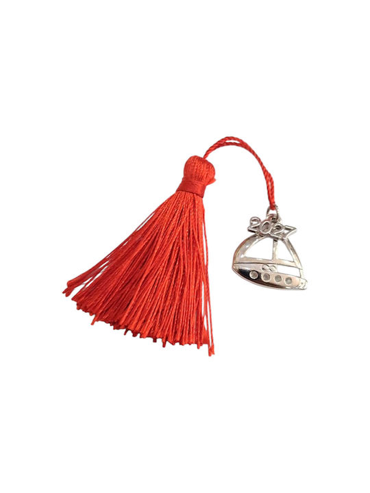 Kalliopi Silver Handmade Hanging New Year's Lucky Charm Boat Silver 2027 2x2cm