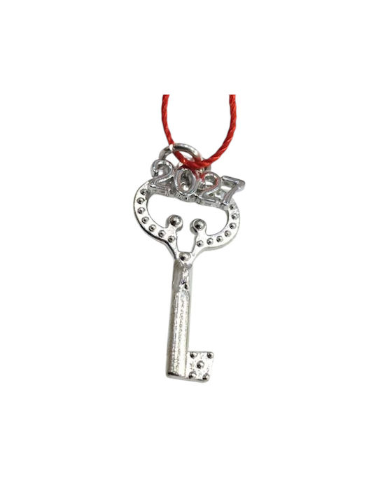 Kalliopi Silver Handmade Hanging New Year's Lucky Charm Silver Key 2027 3.2cm