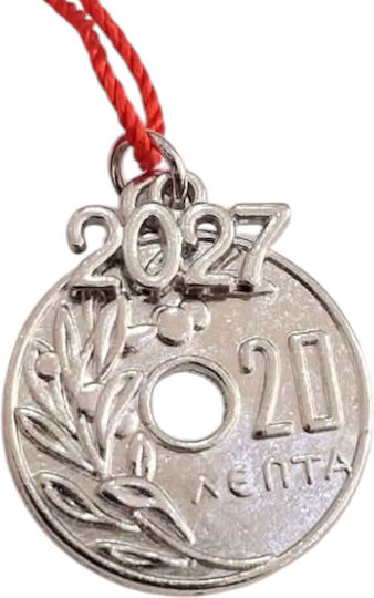 Kalliopi Silver Handmade Hanging Constantinato Silver New Year's Lucky Charm 2027 2.5x2.5cm Kalliopi Silver Handmade Hanging Constantinato Silver New Year's Lucky Charm 2027 2.5x2.5cm