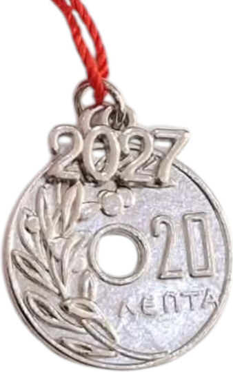 Kalliopi Silver Handmade Hanging Constantinato Silver New Year's Lucky Charm 2027 2.5x2.5cm