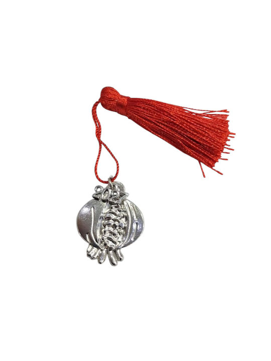 Kalliopi Silver Handmade Hanging New Year's Lucky Charm Pomegranate Silver 2027 2.6x3.2cm