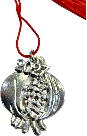 Kalliopi Silver Handmade Hanging New Year's Lucky Charm Pomegranate Silver 2027 2.6x3.2cm