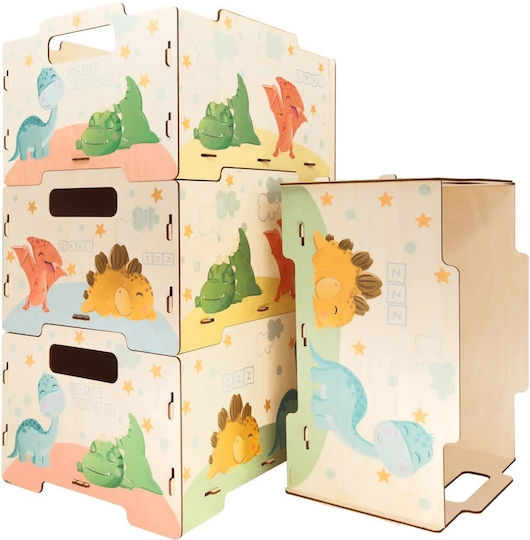 Ango Kinder Holz Aufbewahrungsbox Baby Dinos Orange 26.5x34.5x18.5cm 2 Stück