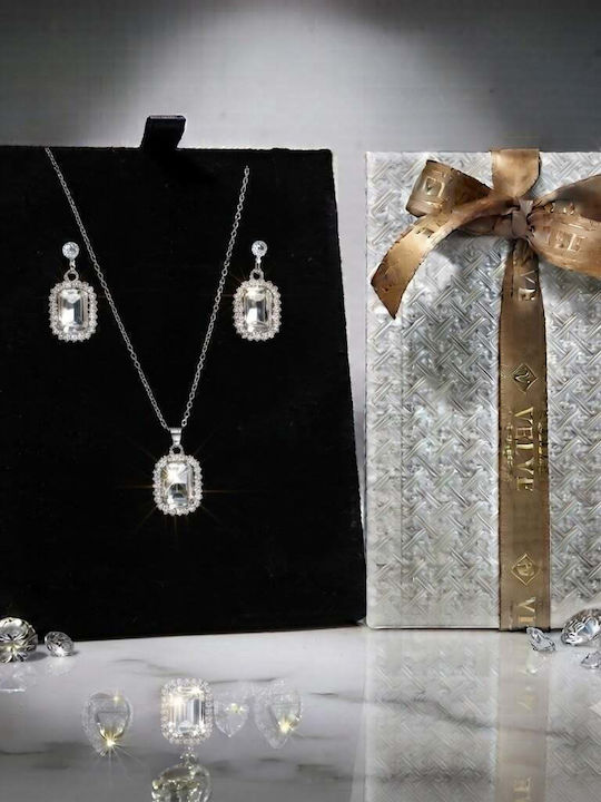 Velve Jewelry Set With Earrings & Pendant Made Of Silver