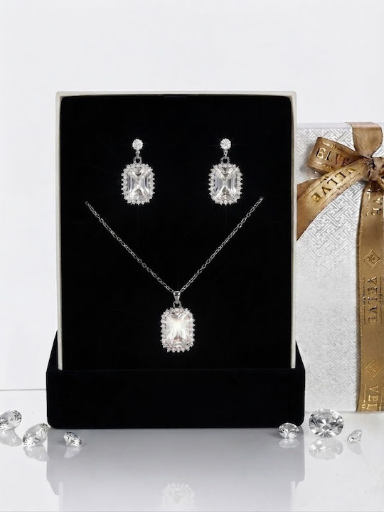 Velve Jewelry Set With Earrings & Pendant Made Of Silver