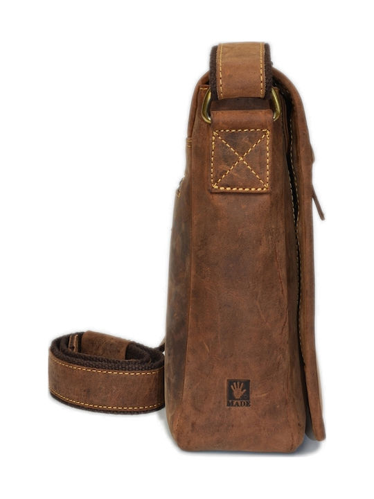 Geantă bărbătească de umăr / crossbody din piele maro