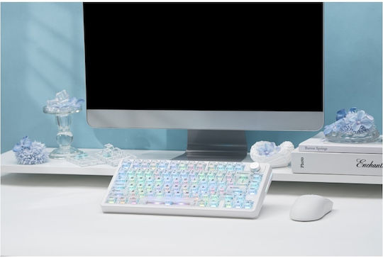 Epomaker HE75 V2 Безжична Hall Effect Гейминг Клавиатура 75% с Магнитни Управления и RGB Осветление Английски (САЩ) Бяла