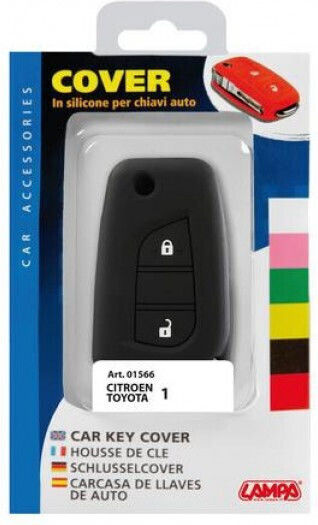 Car Key Cover Case Type-4 made of with 2 Buttons for Citroen / Toyota in Black Color