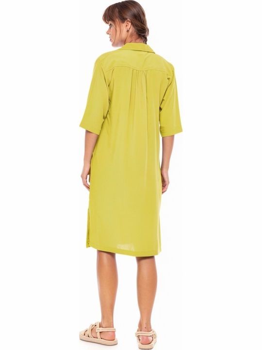 Pink Label Damen Kleid Strand Yellow