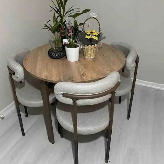 Onita Scaun Bucătărie Cu Material Textil Maro 45x45x