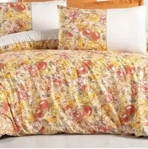 Set Huse Pentru Pilote Bumbac Satinat 160x220cm Simplă Cu Față De Pernă Și 1 Cearșaf Portocalie