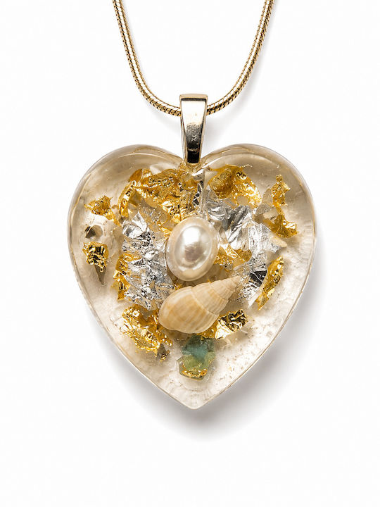 Elle Necklace With Heart Design Made Of Turquoise Resin