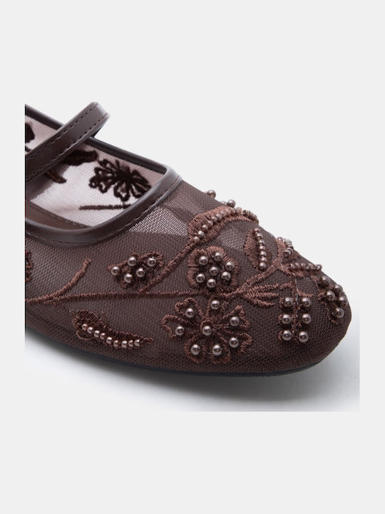 Women's Pointed Toe Brown Ballerina Shoes
