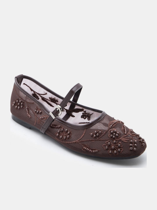 Women's Pointed Toe Brown Ballerina Shoes