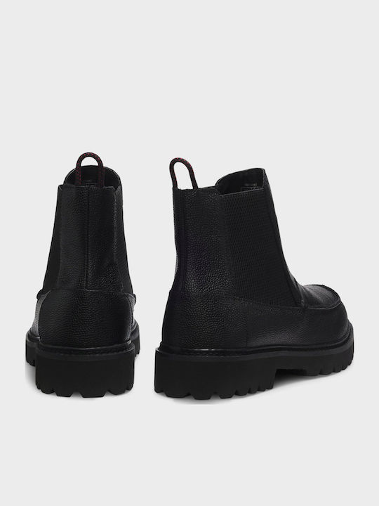 Leder Schwarz Chelsea Herrenstiefel