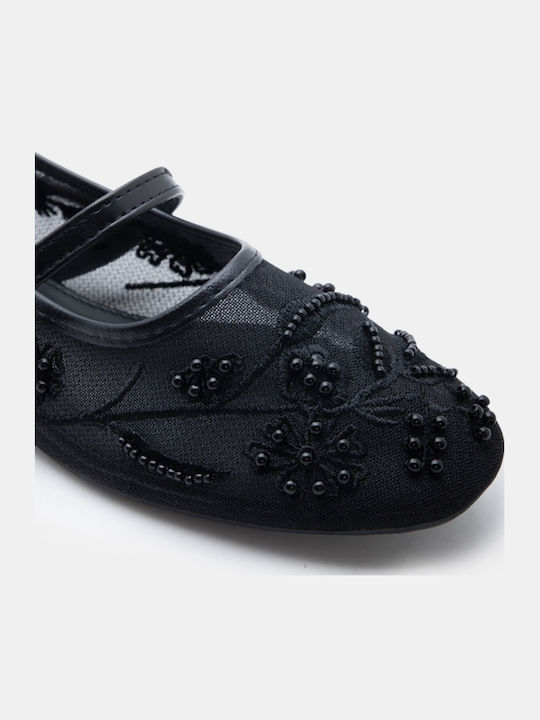 Women's Pointed Toe Ballerina Shoes In Black Colour