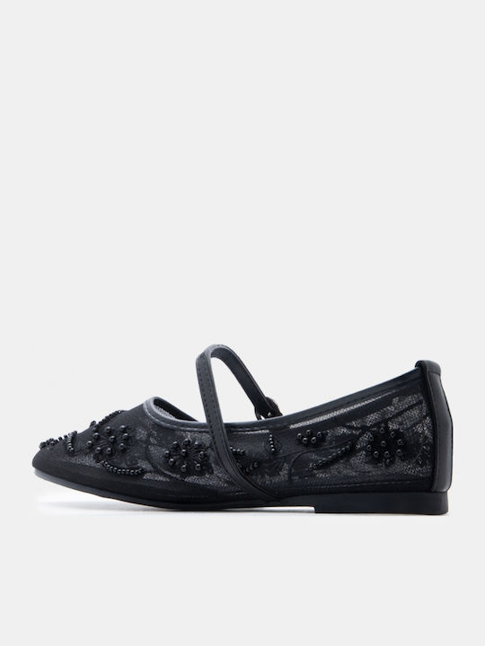Women's Pointed Toe Ballerina Shoes In Black Colour