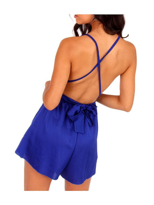 Damen Jumpsuit Kurze Hosen Blau Ρουά