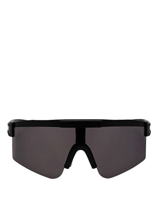 Chpo Luca Men's Sunglasses with Black Plastic Frame and Black Polarized Mirror Lens 16133NN