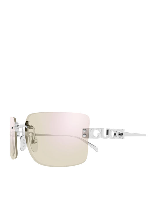 Gucci Unisex Ochelari de Soare cu Ramă Argintie cu Lentilă Oglindă GG2038S 003