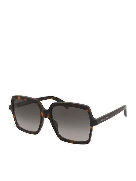 Ysl Women's Sunglasses with Brown Tartaruga Horn-Rimmed Frame and Gradient Lens