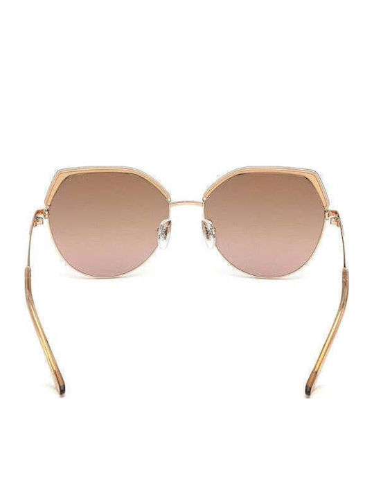 Guess Feminini Ochelari de soare cu Rose Gold Cadru și Maro Degradati Oglindă Lentilă GU7736 57G