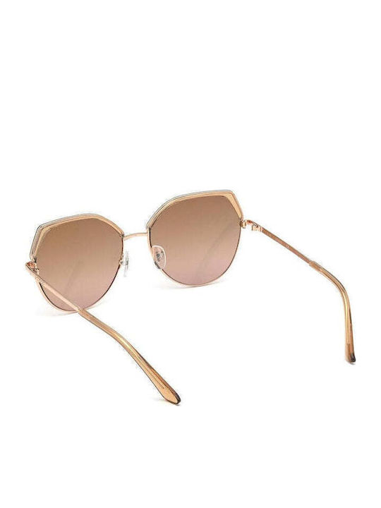 Guess Feminini Ochelari de soare cu Rose Gold Cadru și Maro Degradati Oglindă Lentilă GU7736 57G