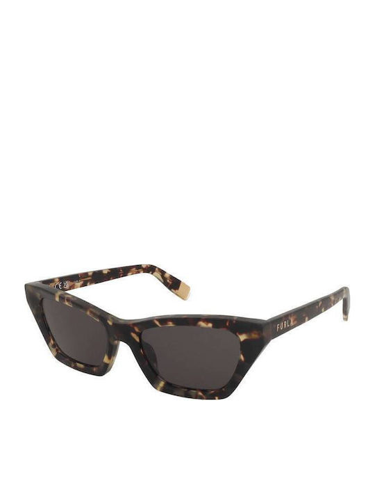 Furla Women's Sunglasses with Brown Tartaruga Plastic Frame and Gray Lens