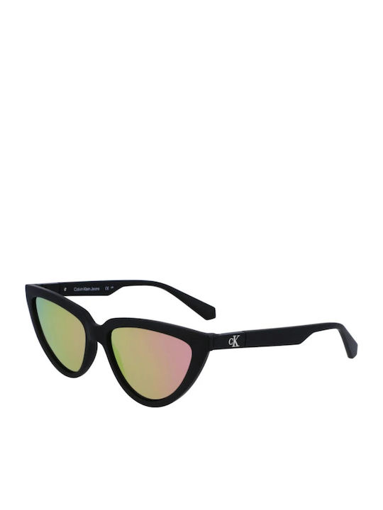 Calvin Klein Ochelari De Soare Unisex Cu Ramă Neagră Din Plastic / Acetat Și Lentile Oglindă Negre CKJ23658S 002