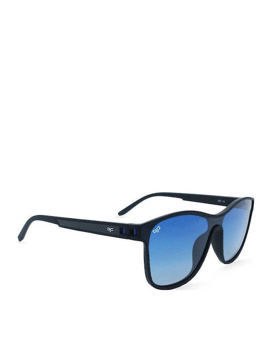 OJO Sunglasses Square Oye Unisex Γυαλιά Ηλίου με Μαύρο Κοκκάλινο Σκελετό και Μπλε Polarized Καθρέφτη Φακό