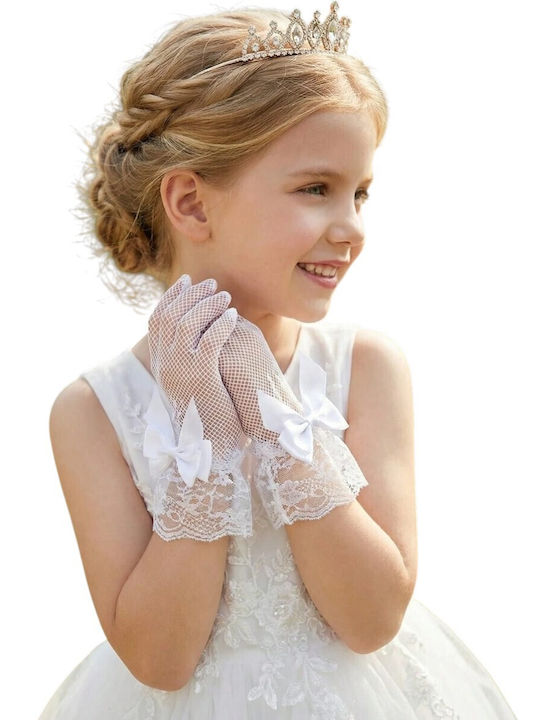 Set Kids Gloves Knitted White 2 Pieces