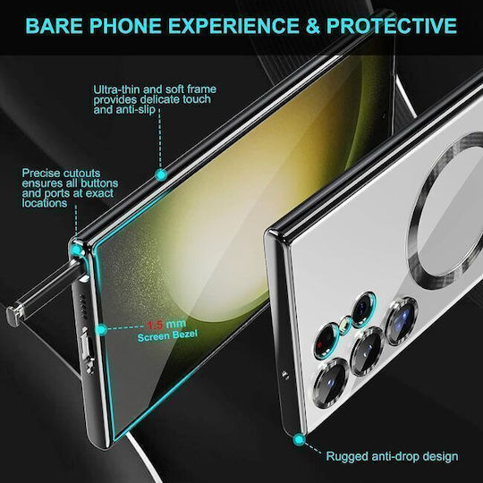 Husă Orso Magsafe Protectoare Pentru Camera Mobilă Bare Look Aur Roz Samsung Galaxy S23