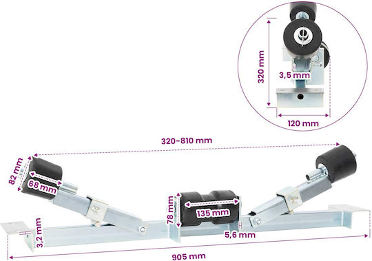 Boat Trailer Lower Support 90.5 x 12 x 32 cm Silver 42039147 Silver