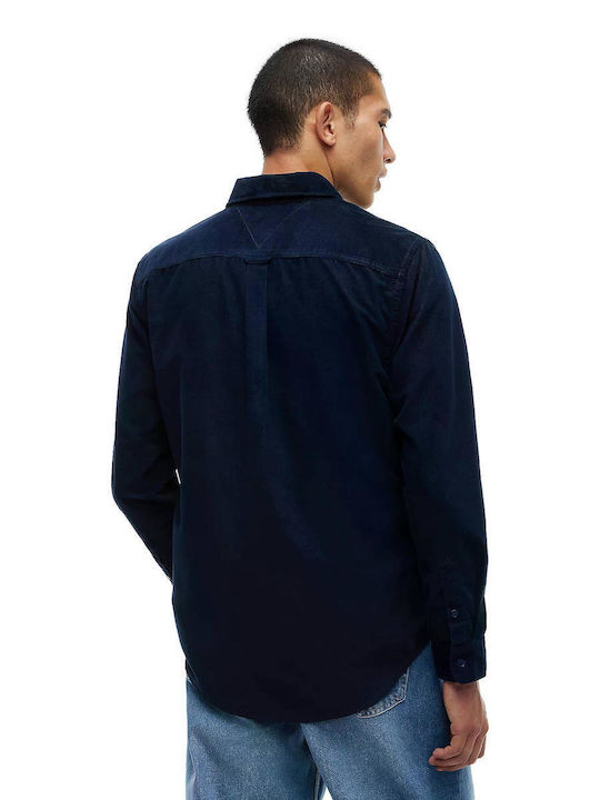 Long Sleeve Corduroy Shirt In Regular Fit Black