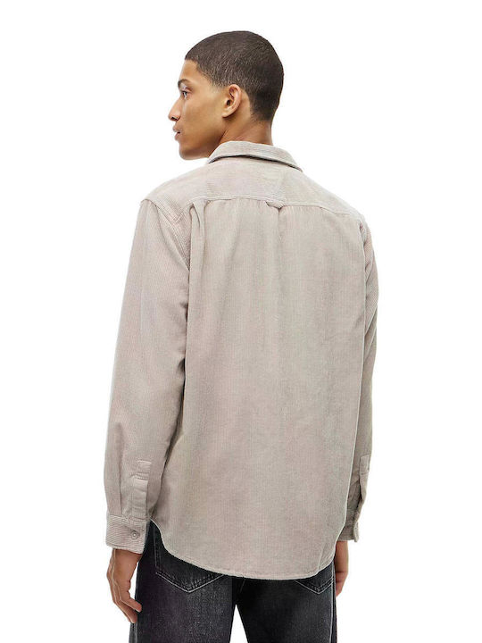Long Sleeve Corduroy Shirt in Wide Line Beige