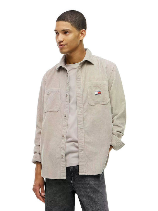 Long Sleeve Corduroy Shirt in Wide Line Beige