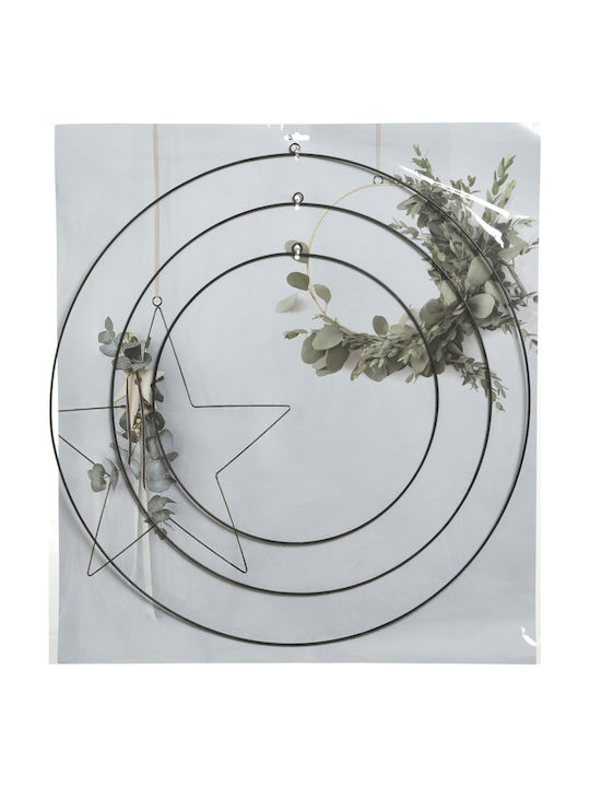 Decoris Christmas Decorative Metal Wreath with Diameter 30cm Black