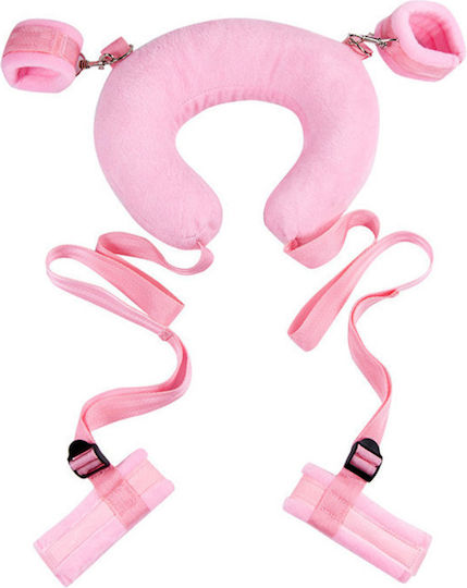 Clifcu Erotic Bondage Accessory Adjustable Leg Straps Neck Pillow Pink