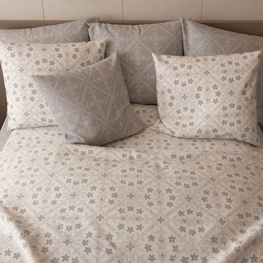 Charalambidis Textiles Oreon Bed Sheet King Size with Rubber Hugger 180x200+30cm Grey