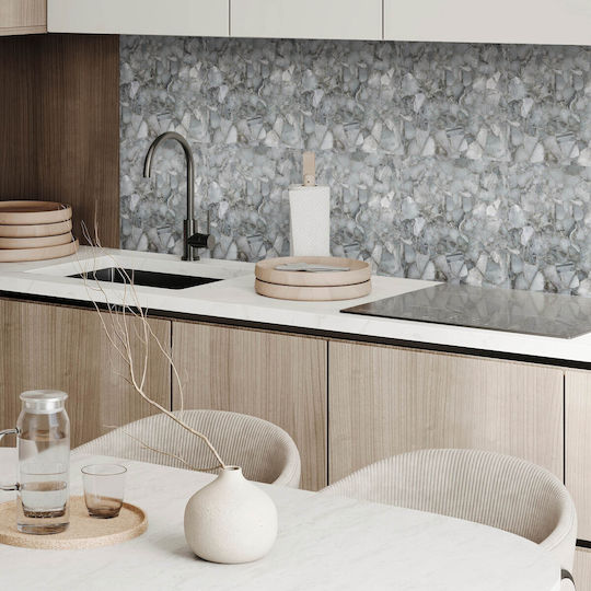 PVC Tile Set Kitchen Or Bathroom Decoration Stone Mosaic Veins 6x60x30 Cm
