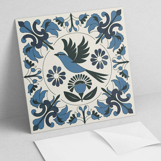 Pack Vinyl Tiles Easy Installation Bird Flower Pattern 9x30x30 Cm