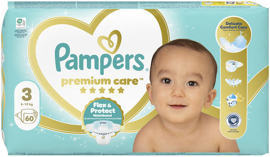 Pampers Πάνες με Αυτοκόλλητο Premium Care No. 3 για 6-10kg 60τμχ