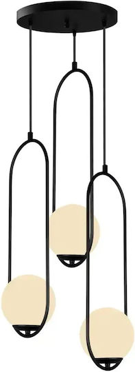 Lumină Suspendată 3 Globuri Negre Albe Homs Ro180-11113 Lumină Suspendată 3 Globuri Negre Albe Homs Ro180-11113