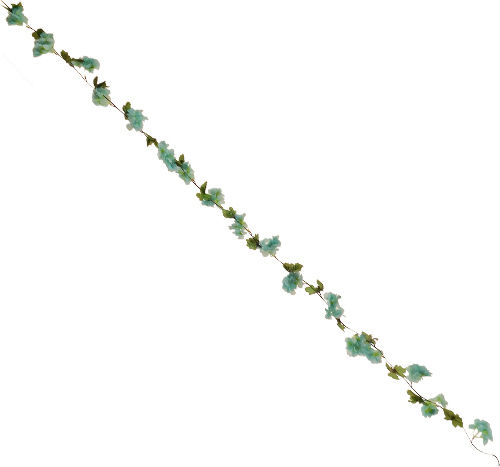 Globostar 09023 Künstliche Hängende Pflanze Dekorative Girlande Länge 2,2 Meter 18 Kirschen Blumen Hellblau
