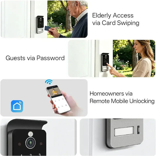 Smart Video Interfon 1 Familie Mentor Svk474w 4 Fire WiFi Card Pin Tuya 7 Inch Ips Dvr Fhd 2mp Ik08 Alb